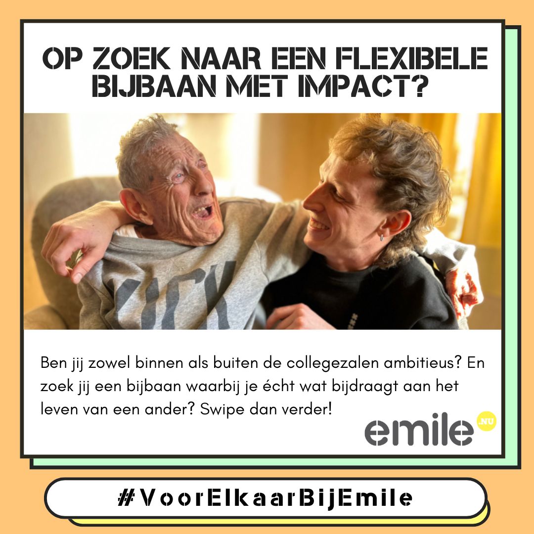 Hé Utrechtse student! Op zoek naar een flexibele baan met impact? Bij Emile Thuiszorg zoeken we JOU! 🤩